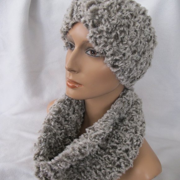 New Handmade Chunky Faux Fur Winter Headband and Infinity Scarf Set - Picture 9 of 10